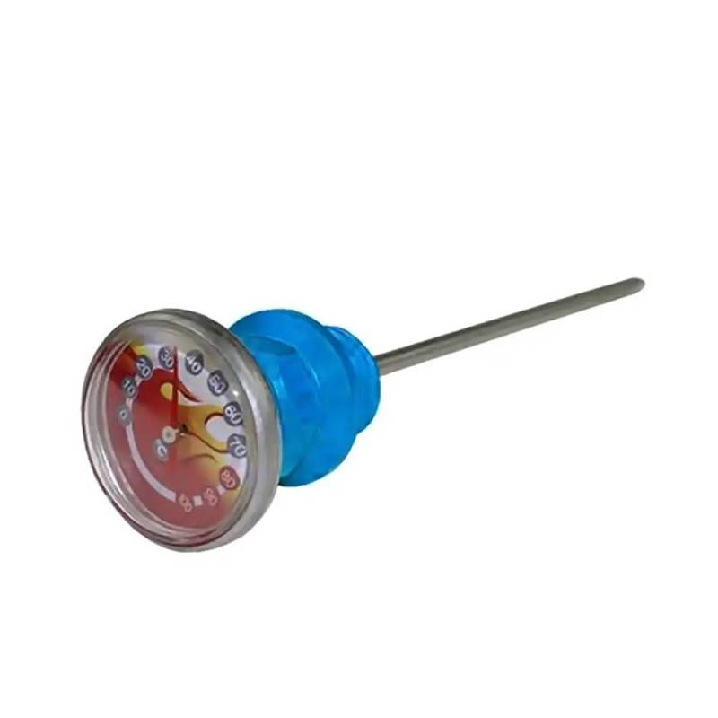 MALIYAE Ölmessstab Motorrad Motorrad Teile Öl Tank Temperatur Messgeräte Retrofit Lange Nadel Thermometer Ölmessstab Für 110cc Für 125cc(Blue) von MALIYAE