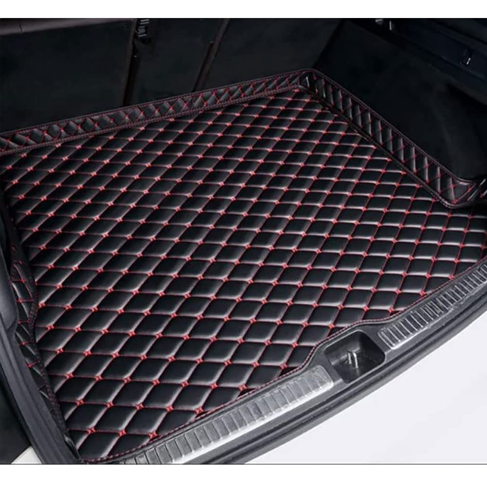 Auto Leder Kofferraummatten für Kia Sorento II 5-Seat 2010-2014, wasserdichte rutschfest Kofferraummatte Kofferraumwanne Kofferraum Schutzmatten Zubehör,E/Black-red von MALOOS