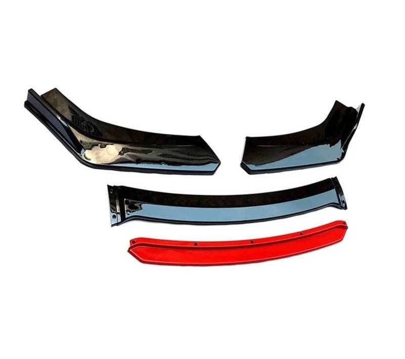 Auto-Frontspoiler 4 Teile/Satz Universal Auto Front Lip Splitter Abnehmbare Stoßstange Kinn Spoiler Auto Außen Teile Auto Spoilerlippe(Glossy Black and Red) von MALTAY