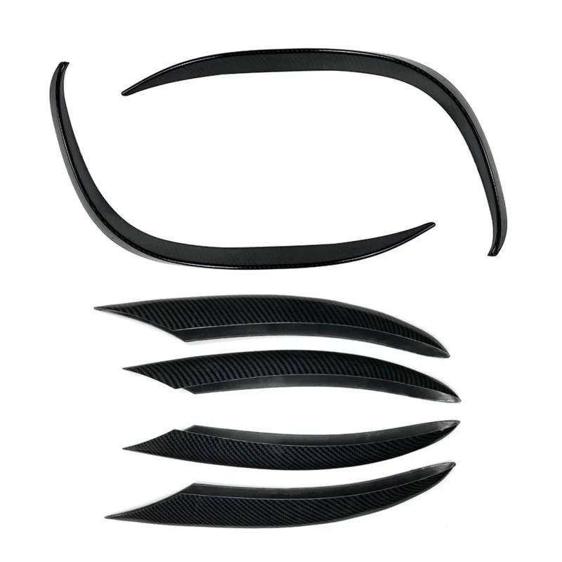 Auto-Frontspoiler Für Benz C-Klasse W205 C200 C260 2019-2022 2023 Vorderen Stoßfänger Wind Messer Kühlergrill Trim Abdeckung Nebel Lampe Streifen Aufkleber Schwarz Auto Spoilerlippe(6PCS Carbon Look) von MALTAY