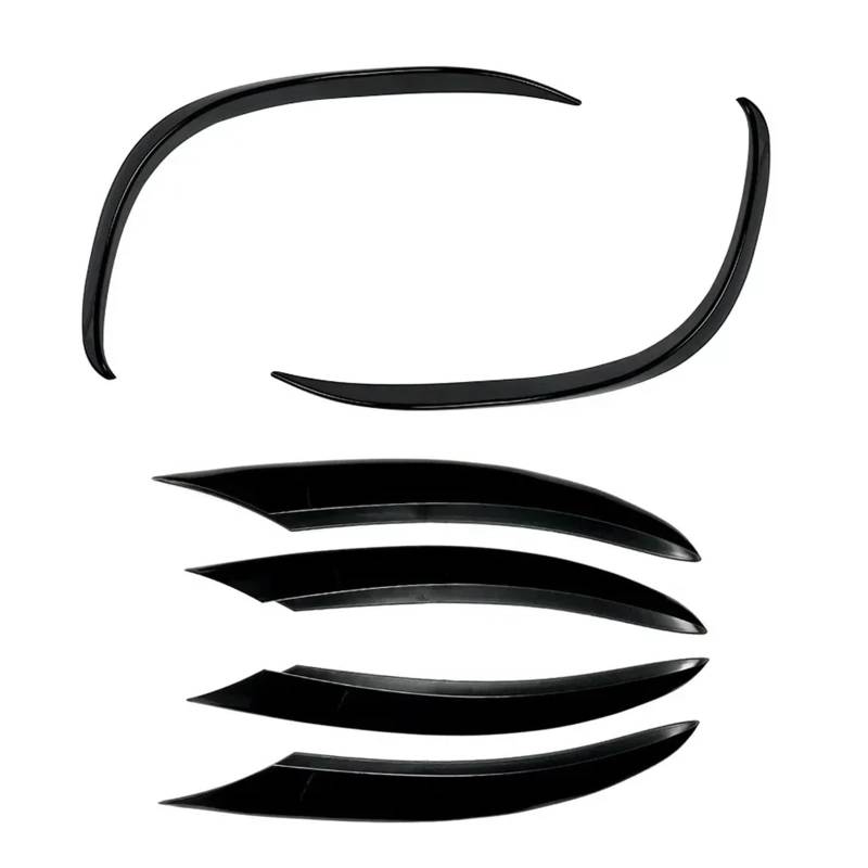 Auto-Frontspoiler Für Benz C-Klasse W205 C200 C260 2019-2022 2023 Vorderen Stoßfänger Wind Messer Kühlergrill Trim Abdeckung Nebel Lampe Streifen Aufkleber Schwarz Auto Spoilerlippe(6PCS Gloss Black) von MALTAY