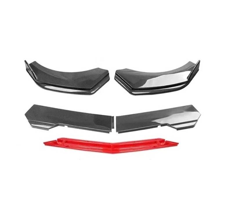 Auto-Frontspoiler Universal Die Meisten Auto-Frontstoßstangenlippe Scharfer Glanz Schwarz Rot TongueChin Spoiler Splitter Diffuser Body Kit Trim Air Dam Protector Auto Spoilerlippe(A-Carbon Black) von MALTAY