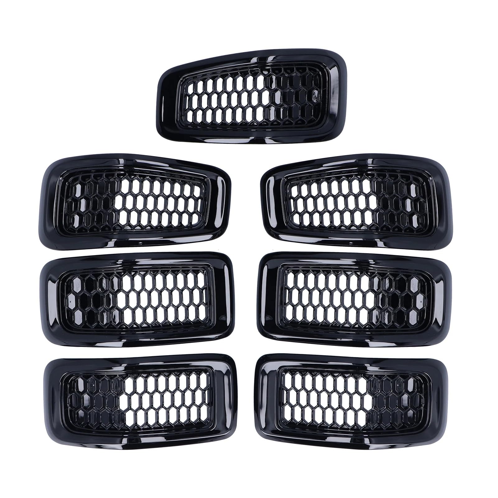 Auto Kühlergrill Front Kühlergrille 7 Stücke Für Jeep Für Cherokee 2014-2018 Auto Front Grill Einsatz Grille Netz Abdeckung Trim Aufkleber Ersatz Auto Zubehör(Chrome Frame) von MALTAY