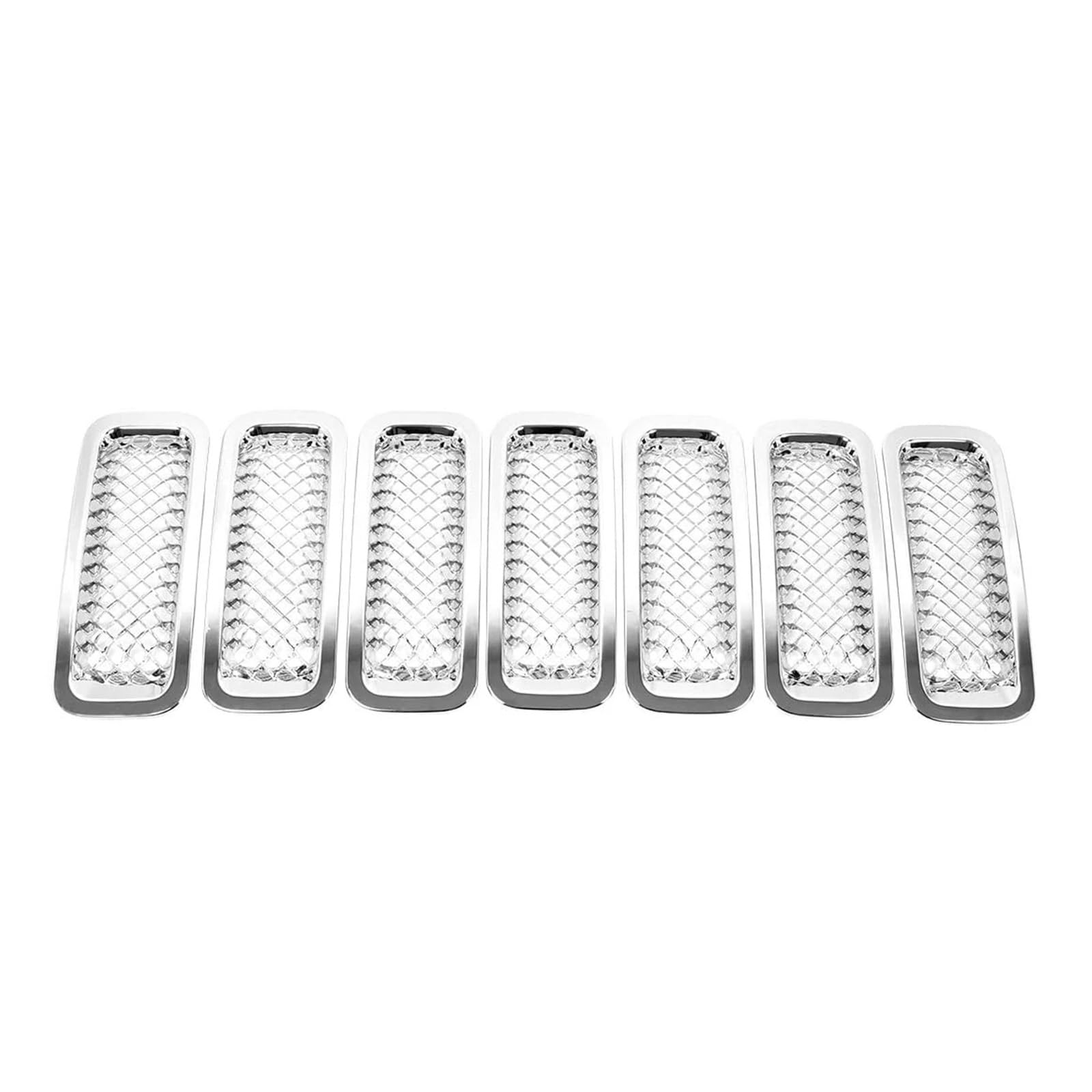 Auto Kühlergrill Front Kühlergrille 7 Stücke Für Jeep Für Patriot 2011 12 13 14 15 16 17 18 19 2020 ABS Front Grill Einsatz Grille Abdeckung Trim Kit Chrom Aufkleber Außen Auto Zubehör(Chrom) von MALTAY