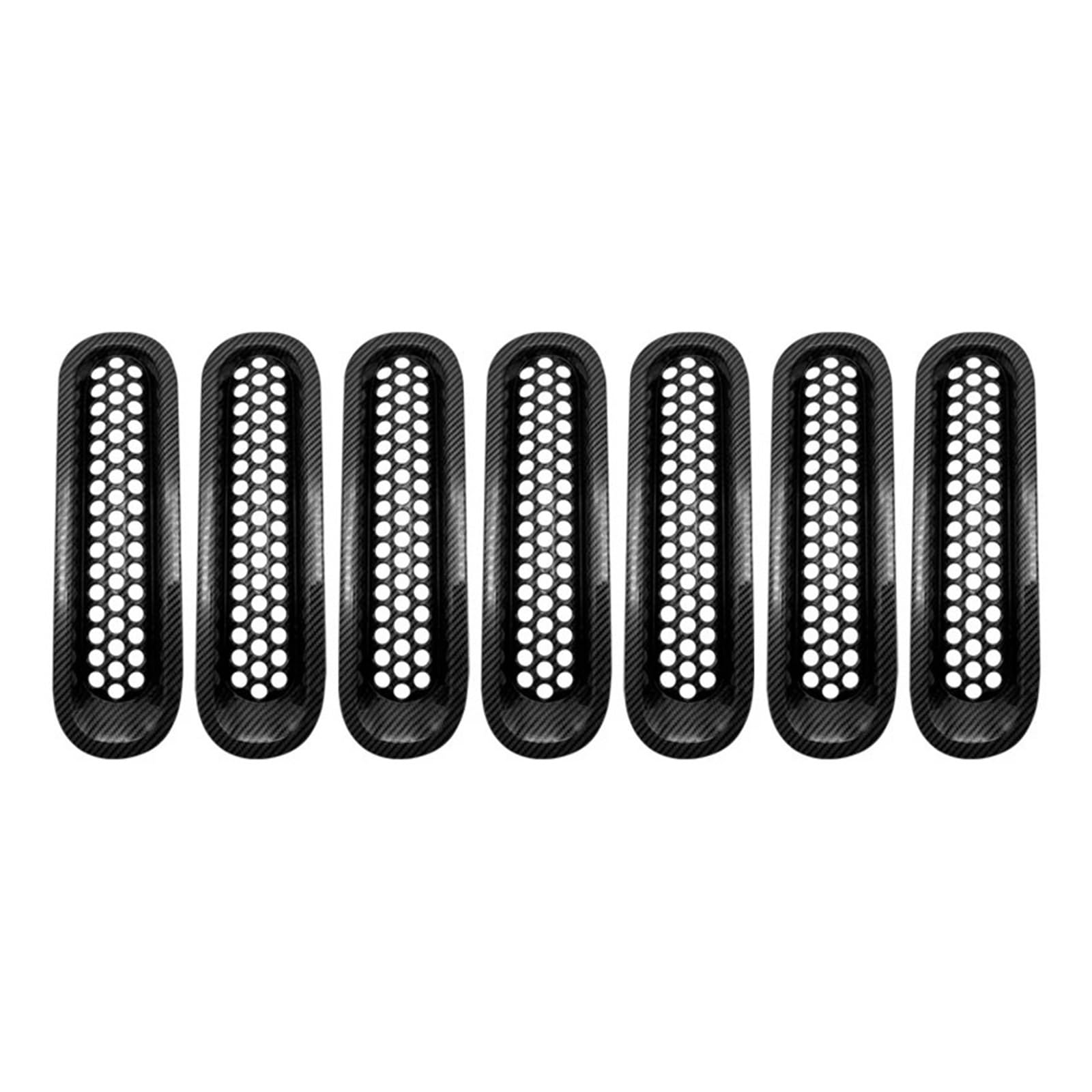Auto Kühlergrill Front Kühlergrille 7 Stücke Für Jeep Für Wrangler Für JK 2007-2017 Kühlergrill Mesh Einsätze Trim Auto Clip-in Grille Abdeckung Schutz Auto Styling Zubehör(Carbon Fibre) von MALTAY