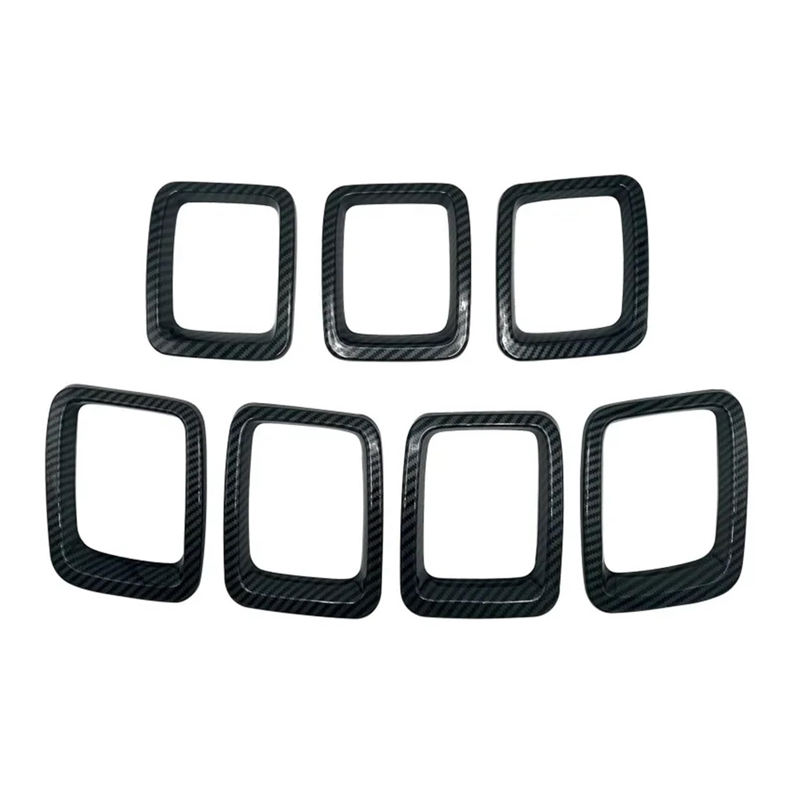 Auto Kühlergrill Front Kühlergrille 7PCS Auto Carbon Grille Einsätze Für Jeep Für Kompass Für MP 2017 2018 2019 2020 ABS Front Grill Abdeckung Rahmen Trimmt Kit Außen(Kohlefaser) von MALTAY