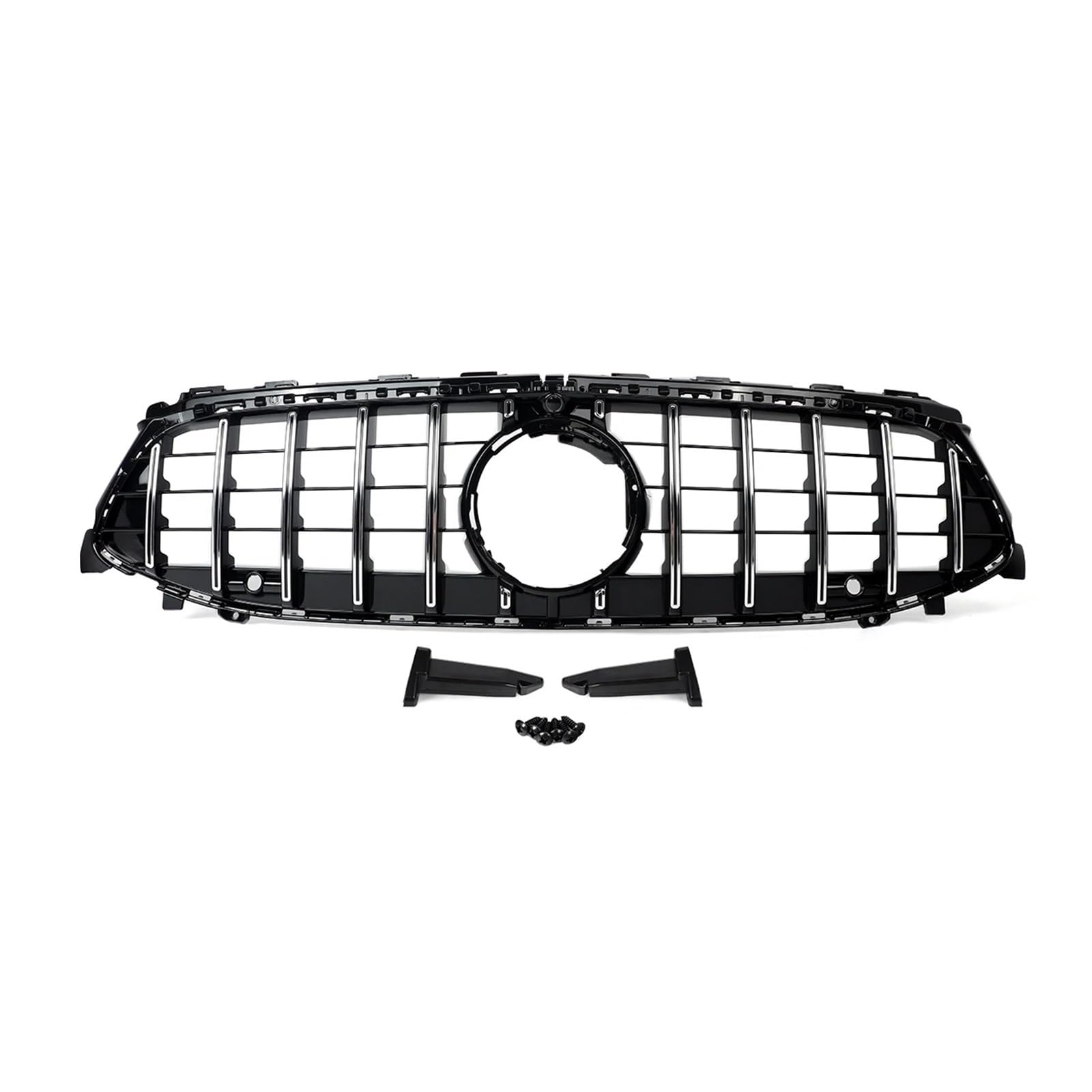 Auto Kühlergrill Front Kühlergrille Chrom GT Kühlergrill Für Benz Für CLA-Klasse W118 CLA200 CLA250 CLA35 2023-2024 Auto Frontstoßstangengrill Gitter Oberer Kühlergrill(Chrome Black) von MALTAY