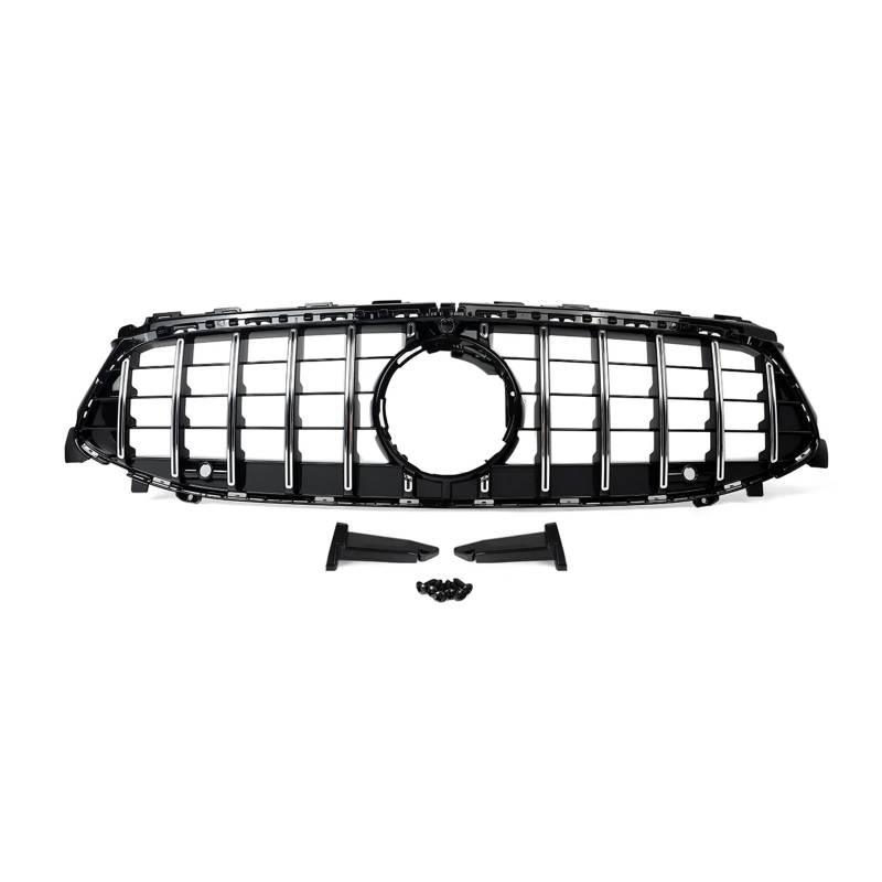 Auto Kühlergrill Front Kühlergrille Chrom GT Kühlergrill Für Benz Für CLA-Klasse W118 CLA200 CLA250 CLA35 2023-2024 Auto Frontstoßstangengrill Gitter Oberer Kühlergrill(Chrome Black) von MALTAY