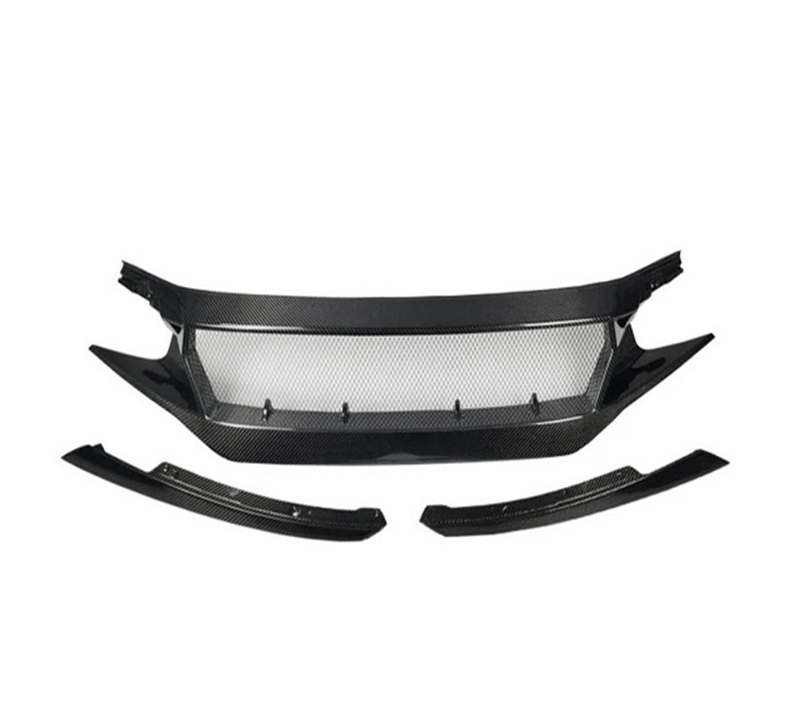 Auto Kühlergrill Front Kühlergrille Für 10th Für Civic FK7 FK8 Für Type-R FC JS N1 Stil Auto Zubehör Fiberglas Frontschürze Grille Racing Lufteinlass Grille Motorhaube(Carbon Fibre) von MALTAY