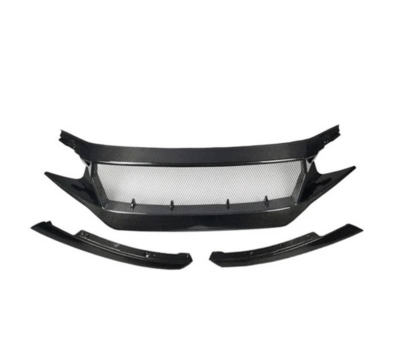Auto Kühlergrill Front Kühlergrille Für 10th Für Civic FK7 FK8 Für Type-R FC JS N1 Stil Auto Zubehör Fiberglas Frontschürze Grille Racing Lufteinlass Grille Motorhaube(Carbon Fibre) von MALTAY