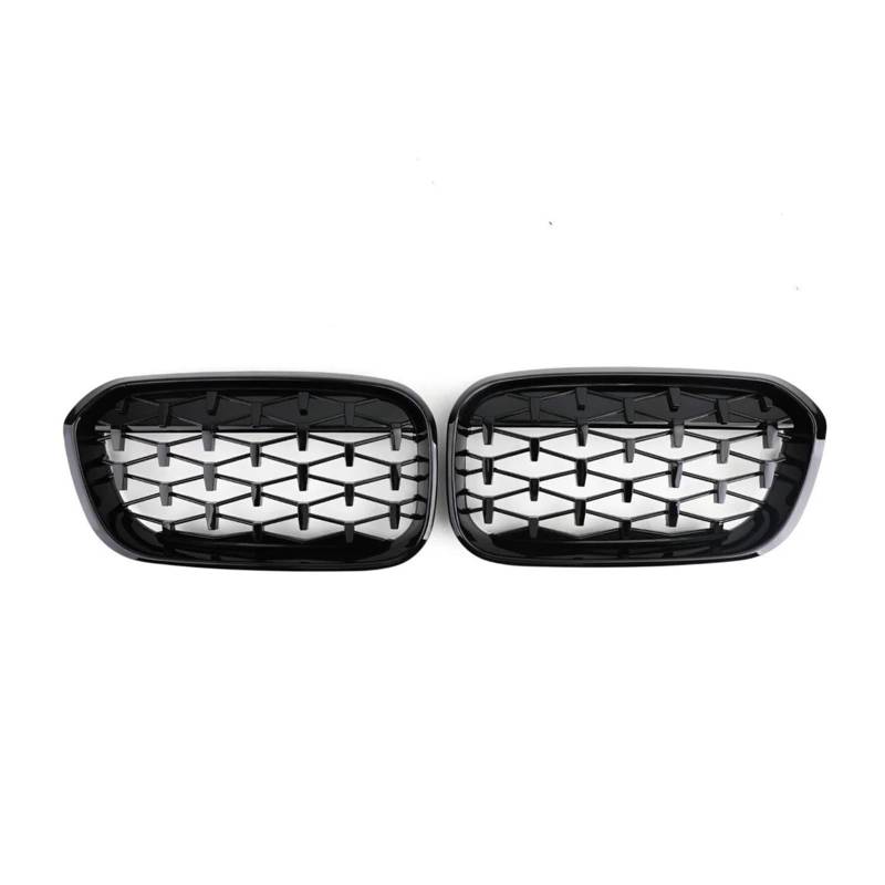 Auto Kühlergrill Front Kühlergrille Für 1er F20 F21 2015 2016 2017 2018 2019 Frontstoßstangen-Nierengrill, Renngrill, Ersatz-Doppellamellen-Gitter In Schwarz Glänzend(Diamonds-ChromeBlack) von MALTAY