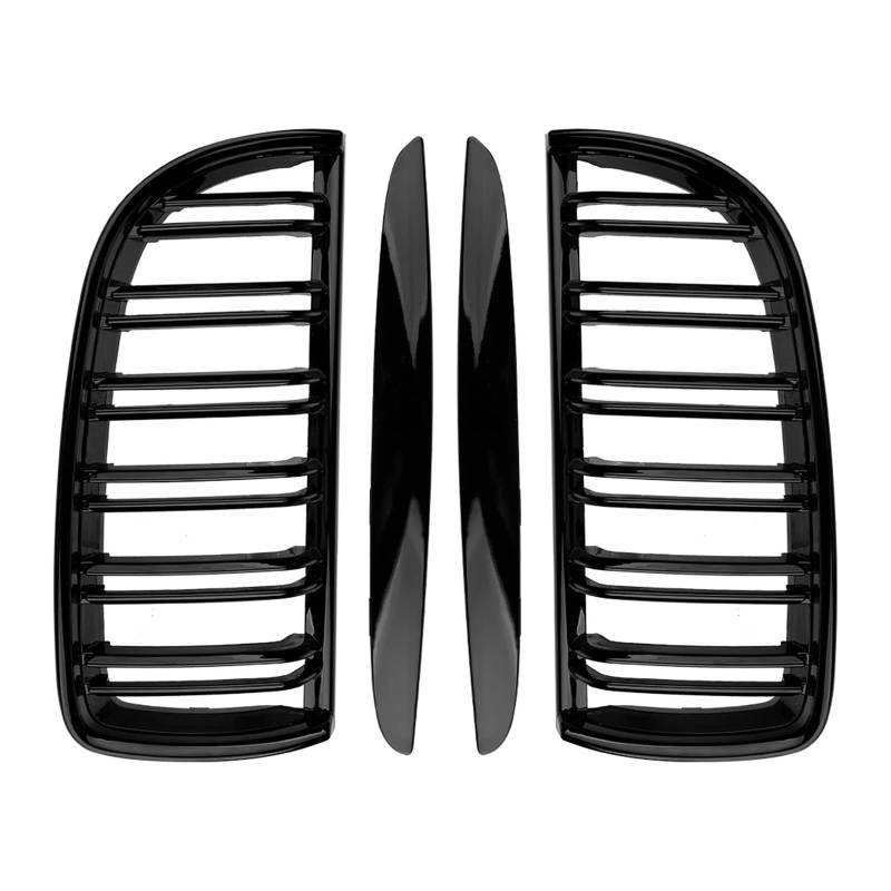 Auto Kühlergrill Front Kühlergrille Für 4 Türen E90 E91 3er-Serie 318 320 325 330i 2005 2006 2007 2008 Auto-Frontstoßstangen-Nierengitter Doppellinien-Renngrill Schwarz Glänzend von MALTAY