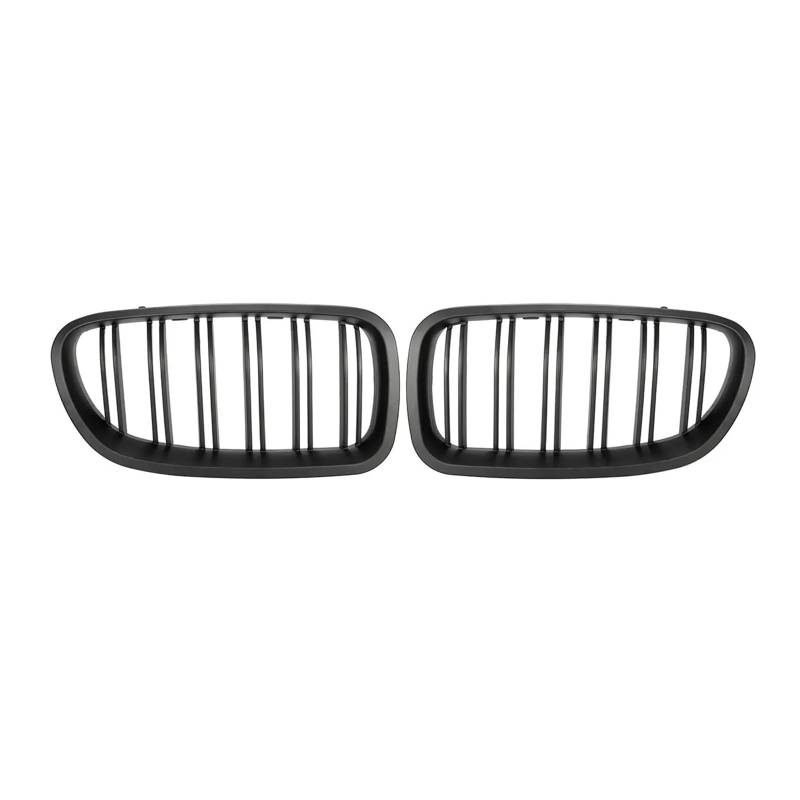 Auto Kühlergrill Front Kühlergrille Für 5er F10 F11 F18 2010–2017, Dual Line Racing Grille, Glänzend/matt, Paar Vorne Nieren-Doppellamellen-Grill(Matt-schwarz) von MALTAY