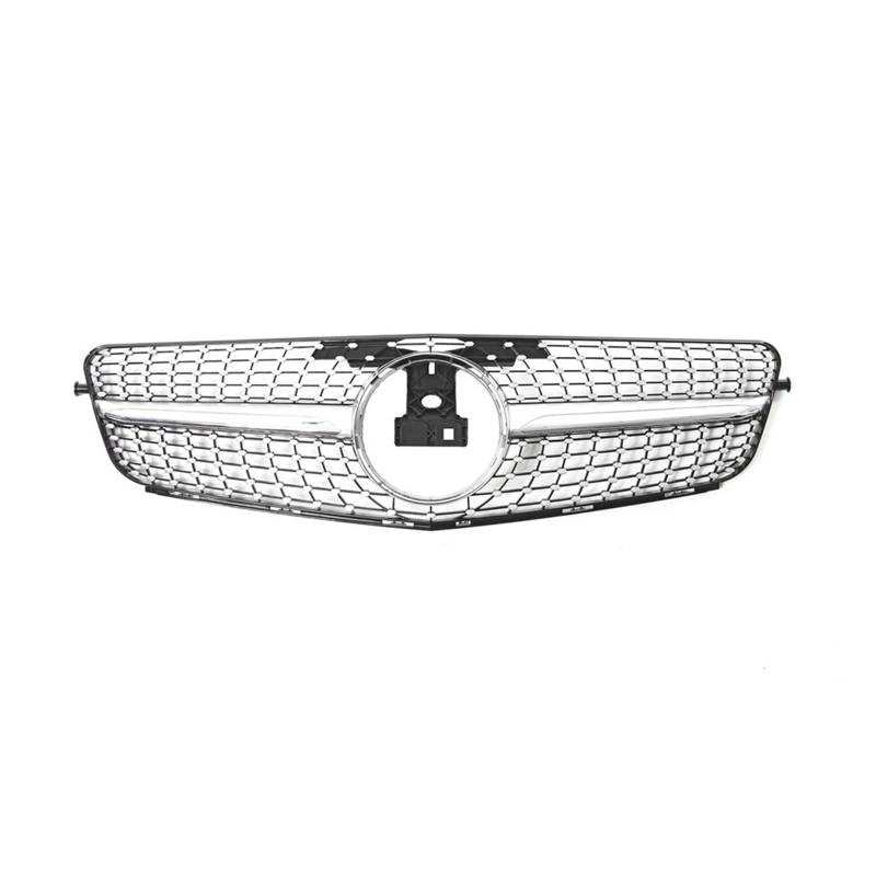 Auto Kühlergrill Front Kühlergrille Für Benz C W204 C43 2007 2008 2009-2014 C180 C200 C250 C300 Für AMG Für GT Diamant Tuning Spiel Frontschürze Grille Haube Grill(Diamond-Silver) von MALTAY