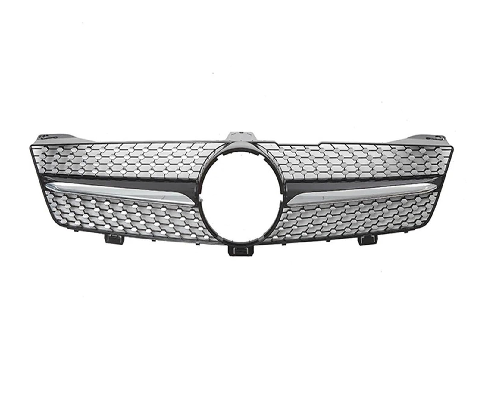 Auto Kühlergrill Front Kühlergrille Für Benz Für CLS-Klasse W219 CLS350 CLS500 2005-2008 Für AMG Stil Obere Gitter Chrom Silber Diamanten Stil Stoßstange Grille(Diamond-Chrome Black) von MALTAY