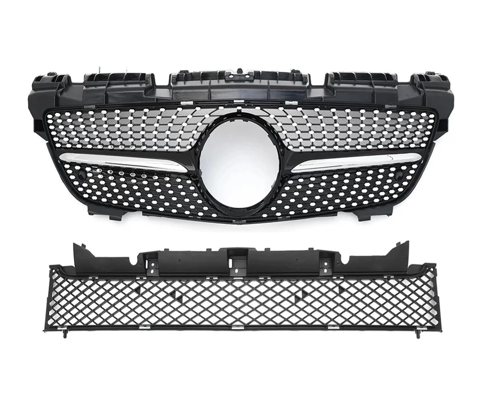 Auto Kühlergrill Front Kühlergrille Für Benz R172 Für SLK 2011 2012 2013 2014 2015 Diamant Für GT Stil Front Einlass Grille Stoßstange Grill Mitte Gitter Mesh Tuning Teil(Silvery A) von MALTAY