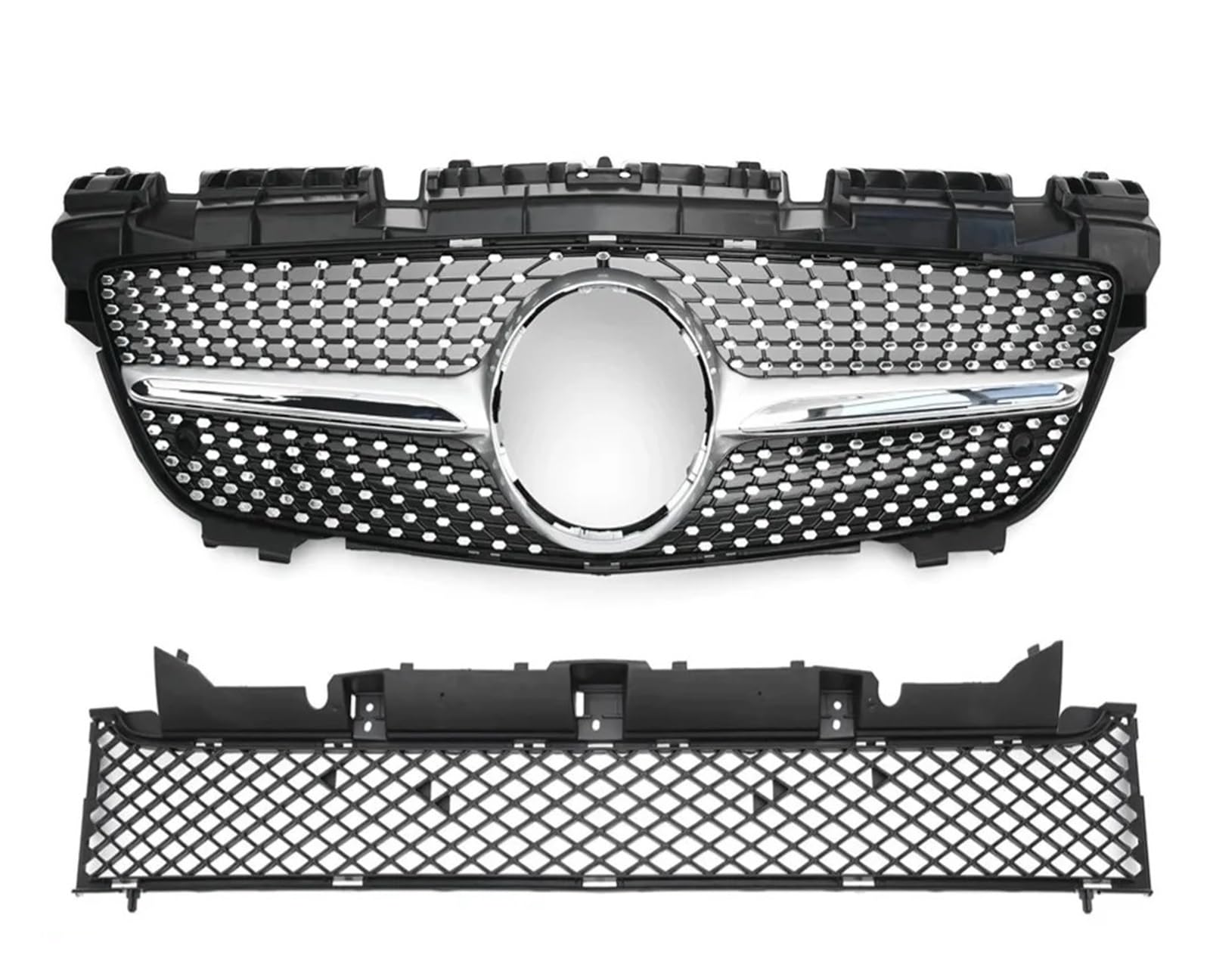 Auto Kühlergrill Front Kühlergrille Für Benz R172 Für SLK 2011 2012 2013 2014 2015 Diamant Für GT Stil Front Einlass Grille Stoßstange Grill Mitte Gitter Mesh Tuning Teil(Silvery B) von MALTAY