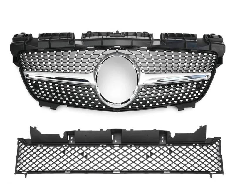 Auto Kühlergrill Front Kühlergrille Für Benz R172 Für SLK 2011 2012 2013 2014 2015 Diamant Für GT Stil Front Einlass Grille Stoßstange Grill Mitte Gitter Mesh Tuning Teil(Silvery B) von MALTAY