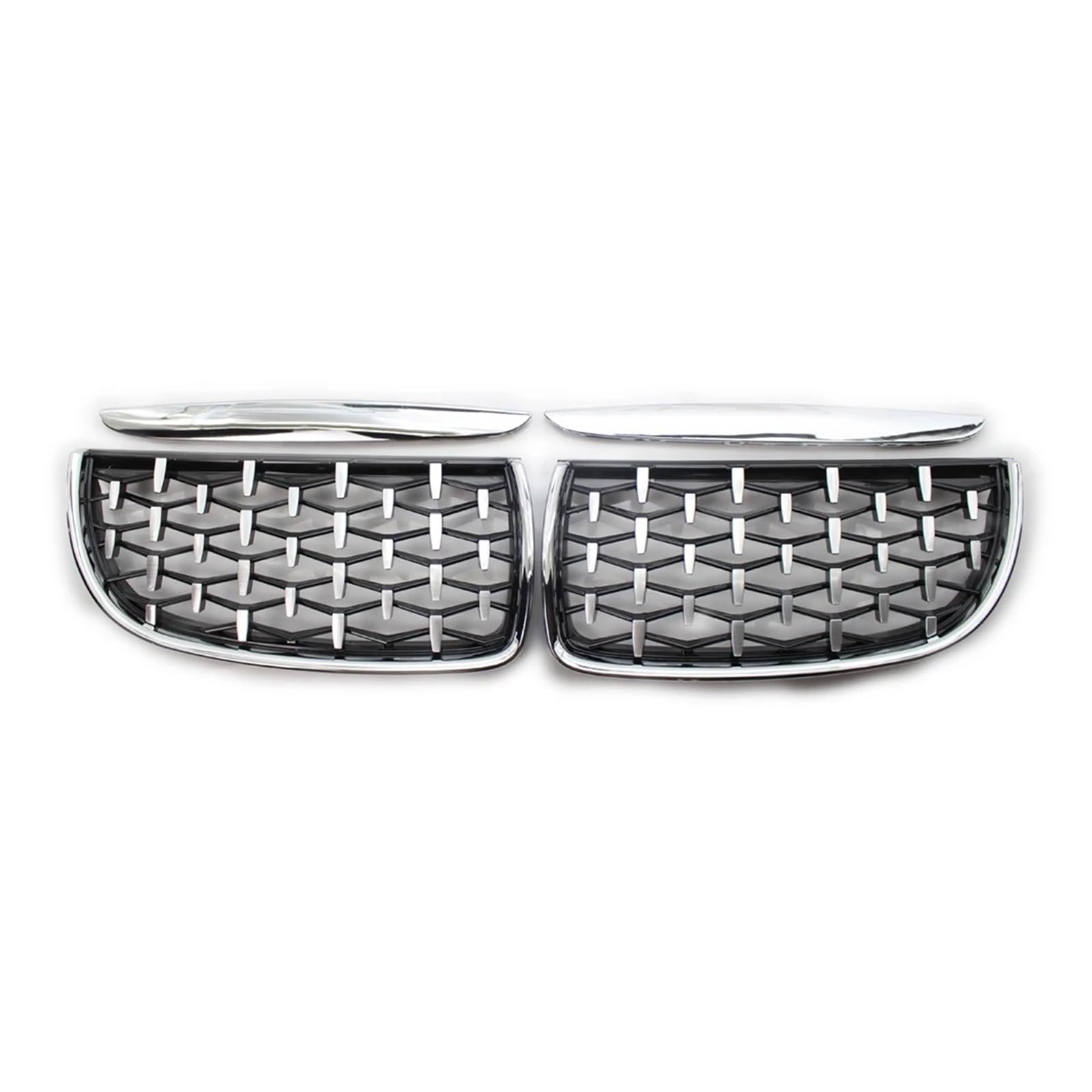 Auto Kühlergrill Front Kühlergrille Für E90 E91 3er-Serie 2005 2006 2007 2008 Renngrills Schwarz Glänzend Auto Vollchrom-Nierengrill(Sliver) von MALTAY