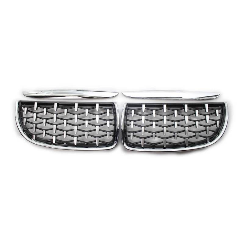 Auto Kühlergrill Front Kühlergrille Für E90 E91 3er-Serie 2005 2006 2007 2008 Renngrills Schwarz Glänzend Auto Vollchrom-Nierengrill(Sliver) von MALTAY