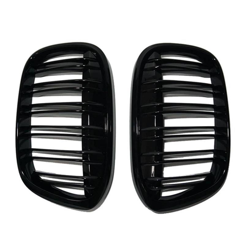 Auto Kühlergrill Front Kühlergrille Für Für X1 F48 2016 2017 2018 2019 Racing Grille Glänzend Schwarz Auto Stil Doppel Linie Auto Vorderen Stoßfänger Niere Grill Gitter von MALTAY
