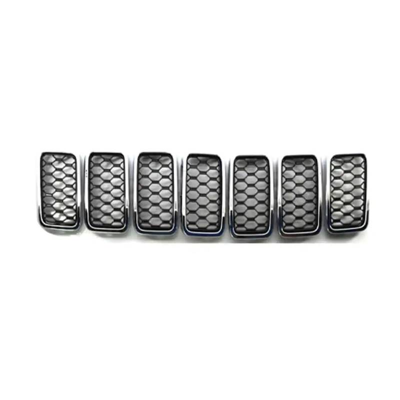 Auto Kühlergrill Front Kühlergrille Für Jeep Für Grand Für Cherokee 2017 2018 2019 2020 2021 Kühlergrill Grill Mesh Inser Abdeckung Trim Dekor(Chrome Black) von MALTAY