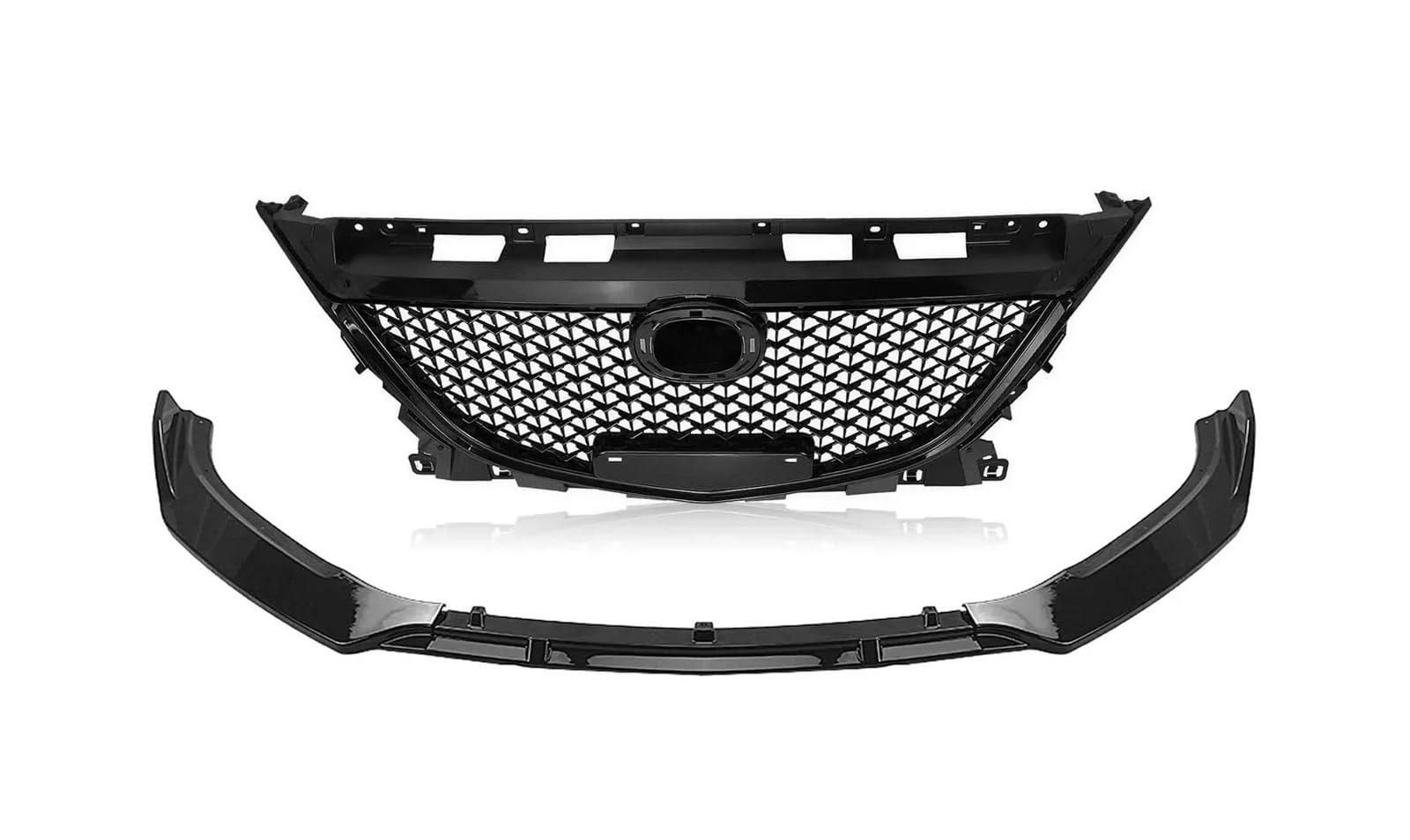 Auto Kühlergrill Front Kühlergrille Für Mazda 3 Für Axela 2014 2015 2016 Kühlergrill Wabengrill + Auto Untere Stoßstange Spoiler Splitter Schutzplatte Klinge Lippenschutz(A Set) von MALTAY