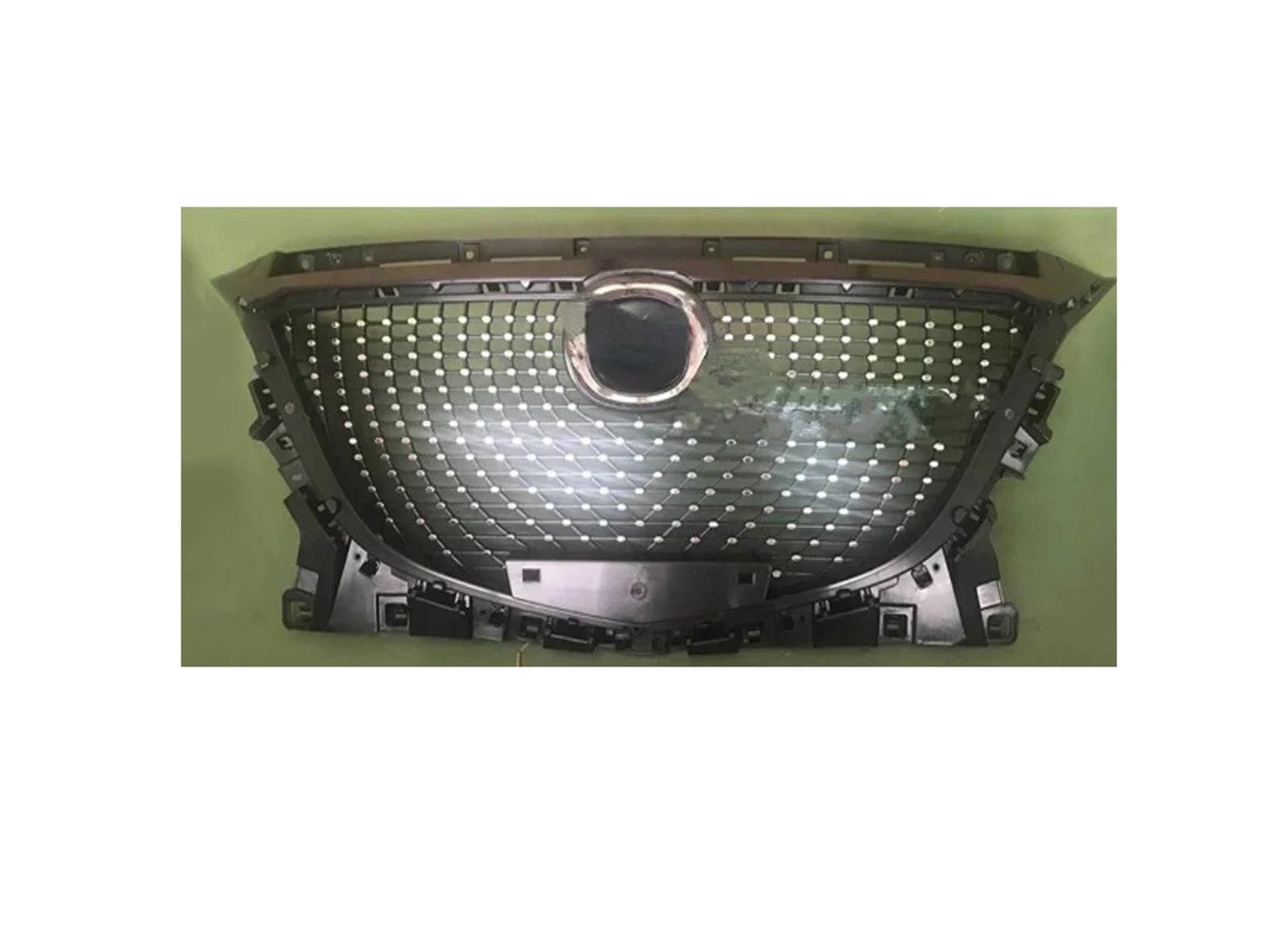 Auto Kühlergrill Front Kühlergrille Für Mazda 3 Für Axela 2017 2018 2019 Honeycomb Style Racing Grill Glanz Schwarz Frontstoßstangengrill Autozubehör Body Kit(14-16 Diamond) von MALTAY