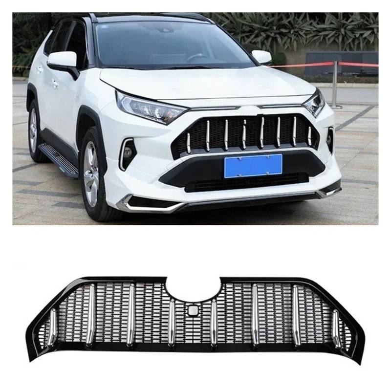 Auto Kühlergrill Front Kühlergrille Für Toyota Für RAV4 Für RAV 4 LE/Für Hybrid 2019 2020 2021 2022 2023 Abs Auto Front Kopf Mitte Kühlergrill Grills Rahmen Abdeckung Trim Zubehör(Without Radar Hole B von MALTAY