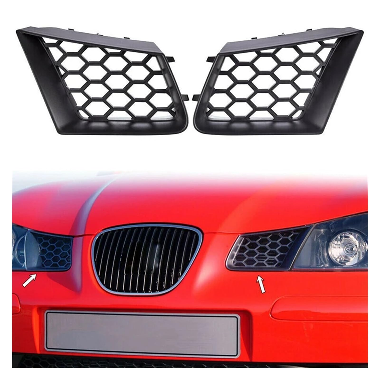 Auto Kühlergrill Front Kühlergrille Paar Obere Auto-Frontstoßstangengitter Für Seat Für Ibiza Für Cordoba Für Typ 6L 2002 2003 2004-2008 2009, Kunststoff, Mattschwarz, Links Und Rechts Auto Kühlergrill Front Kühlergrille Paar Obere Auto-Frontstoßstangengitter Für Seat Für Ibiza Für Cordoba Für Typ 6L 2002 2003 2004-2008 2009, Kunststoff, Mattschwarz, Links Und Rechts von MALTAY
