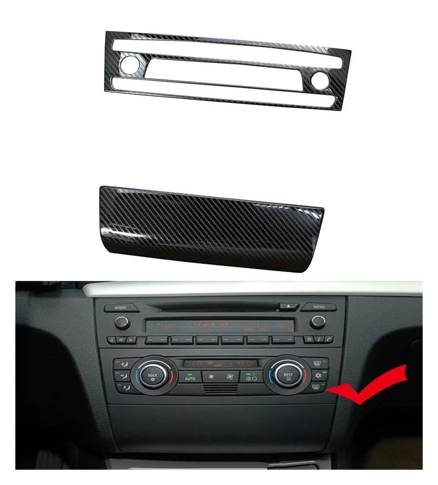 Car Interieur Dekor Für 1er E81 E82 E87 E88 Coupe 2007–2011, Edelstahl-Kohlefaser-Auto-CD-Panel, Klimaanlage, Knopfschalter-Abdeckung Auto Styling (Farbe : 7) von MALTAY