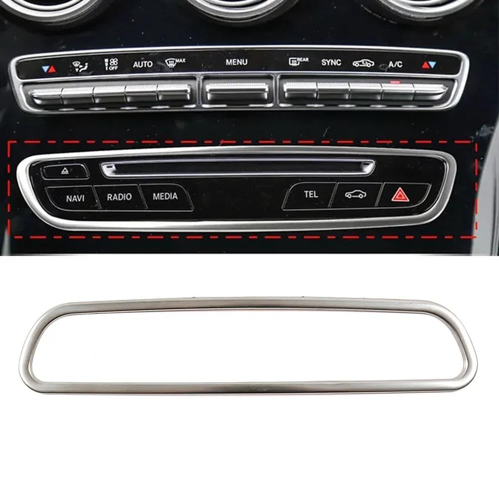 Car Interieur Dekor Für Benz C Klasse W205 Für GLC X253 2015-2019 Auto Center Konsole Media Radio CD Panel Taste Rahmen Schmücken Abdeckung Trim Auto Styling von MALTAY