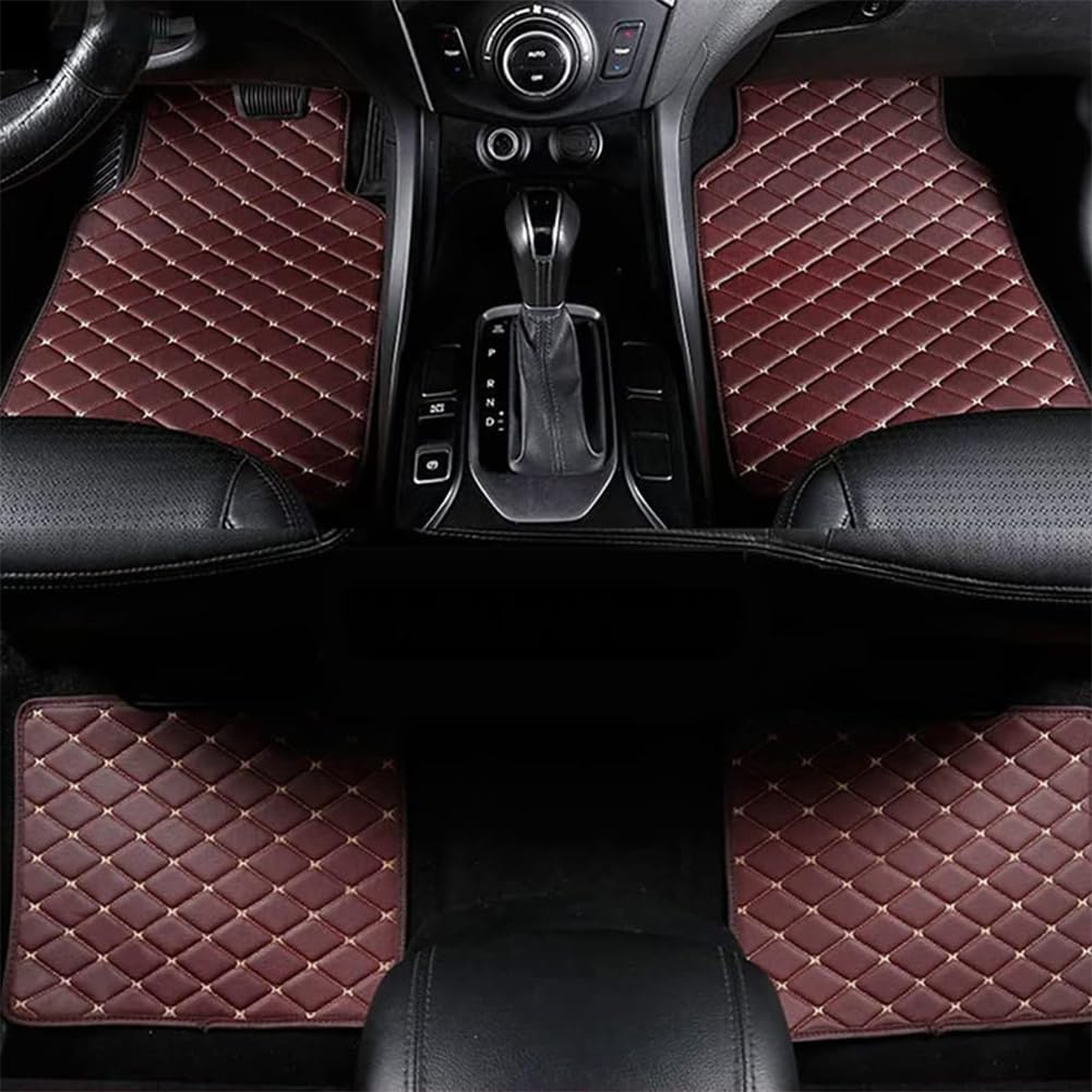 4 StüCk Auto Fußmatten Leder für Benz C Class W204 2023(LHD), Custom Leder Wasserdicht Anti Rutsch Bodenmatten Abnutzung Vorne Und Hinten FußMatten ZubehöR,B/Coffee von MALVCD