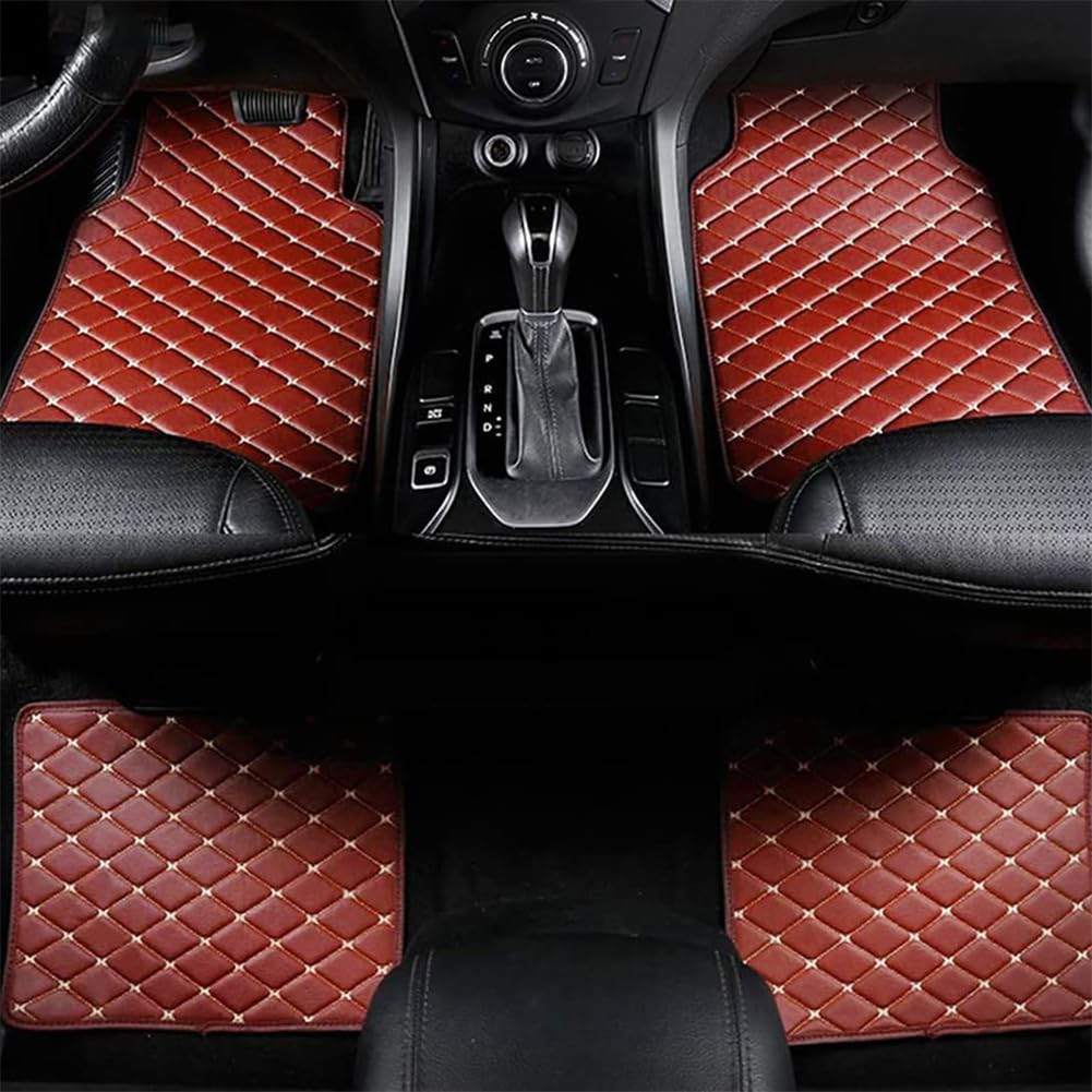 4 StüCk Auto Fußmatten Leder für KIA Rio 2018-2023(LHD), Custom Leder Wasserdicht Anti Rutsch Bodenmatten Abnutzung Vorne Und Hinten FußMatten ZubehöR,D/Orange von MALVCD