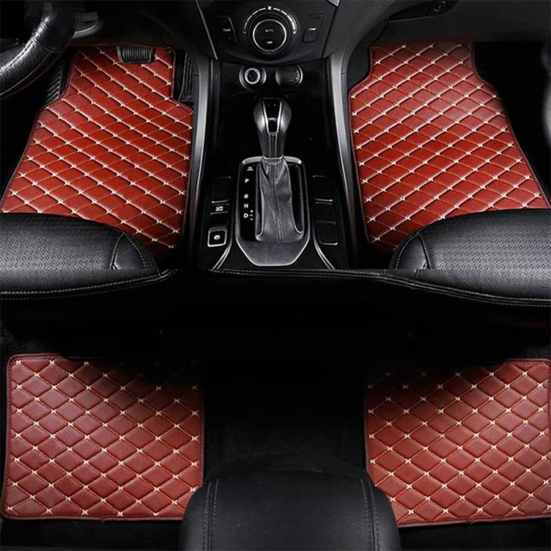 4 StüCk Auto Fußmatten Leder für KIA Rio 2018-2023(LHD), Custom Leder Wasserdicht Anti Rutsch Bodenmatten Abnutzung Vorne Und Hinten FußMatten ZubehöR,D/Orange von MALVCD