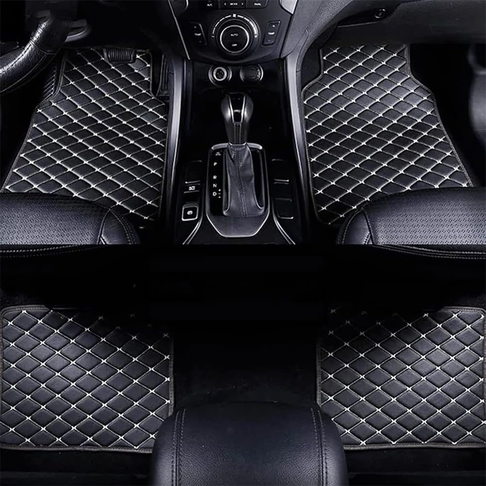 4 StüCk Auto Fußmatten Leder für Linco Navigator(Without armrest 2016-2017(LHD), Custom Leder Wasserdicht Anti Rutsch Bodenmatten Abnutzung Vorne Und Hinten FußMatten ZubehöR,H/Black-beige von MALVCD