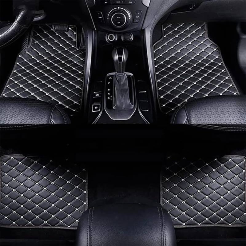 4 StüCk Auto Fußmatten Leder für Linco Navigator(Without armrest 2016-2017(LHD), Custom Leder Wasserdicht Anti Rutsch Bodenmatten Abnutzung Vorne Und Hinten FußMatten ZubehöR,H/Black-beige von MALVCD