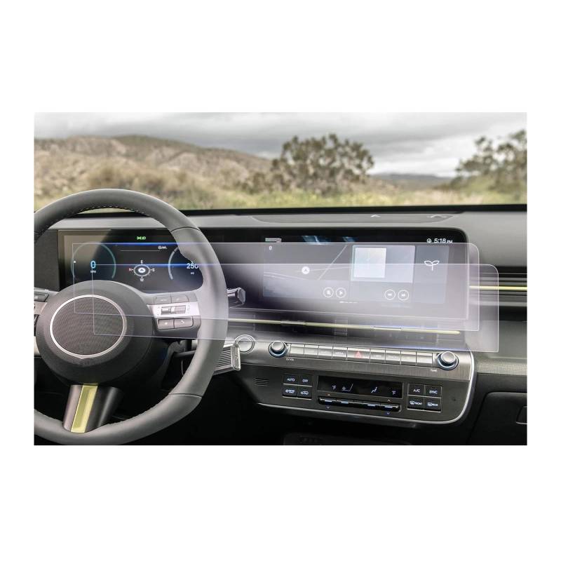 Navigation Bildschirm Schutz Auto Navigation & LCD Instrument Nano Screen Protector Auto Innen Zubehör Für Hyundai Für Kona Für SX2 2023 2024 GPS Glas Schutzfolie(Left Hand Drive) von MAMEFVBB