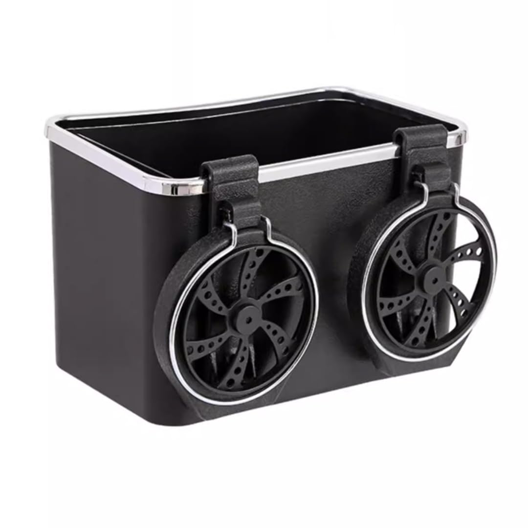 Große Kapazität und praktische Auto-Armlehnen-Box, Aufbewahrungsbox – Doppelbecher, multifunktionales Aufbewahrungswerkzeug, Auto-Tücherbox, multifunktionaler Wasserbecherhalter (Farbe: schwarz) von MANFFIER
