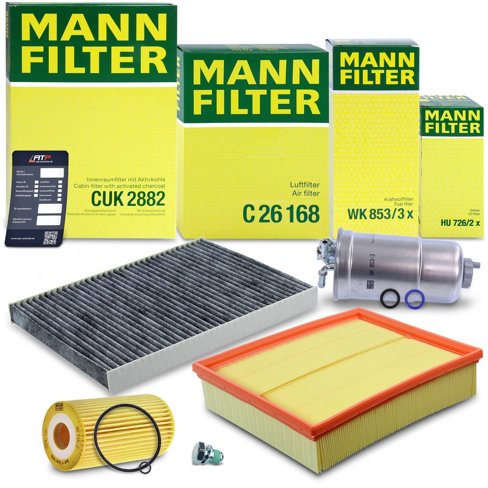 1x MANN-FILTER Ölfilter, 1x MANN-FILTER Kraftstofffilter, 1x MANN-FILTER Luftfilter, 1x MANN-FILTER Innenraumfilter Kompatibel mit SKODA SUPERB 1 (3U4), VW PASSAT B5 (3B2)(3B5), PASSAT B5.5 (3B3)(3B6) von MANN-FILTER