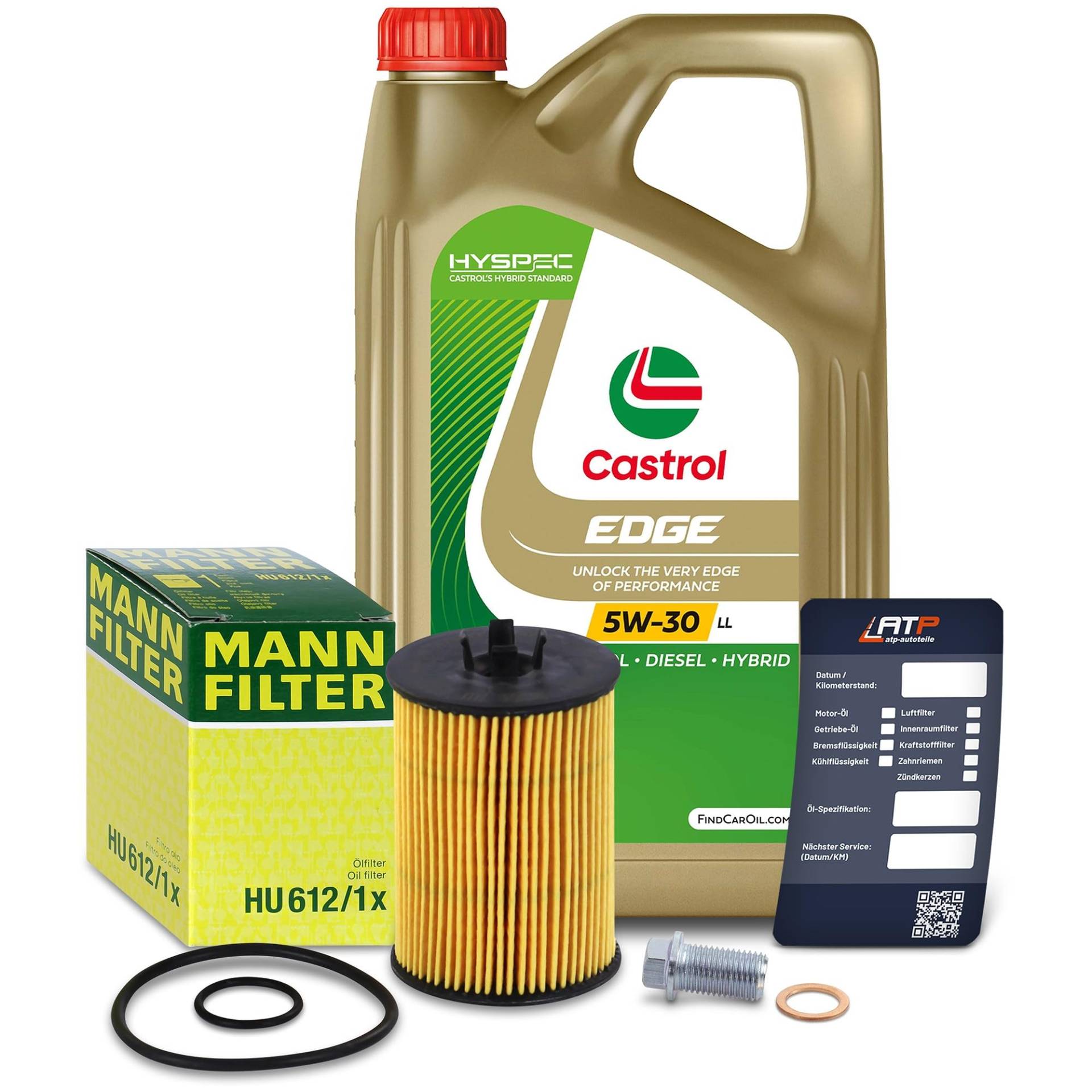 1x Ölwechsel Set - MANN-FILTER ÖLFILTER + 5 L CASTROL EDGE TITANIUM FST 5W-30 LL 1x Ölwechsel Set - MANN-FILTER ÖLFILTER + 5 L CASTROL EDGE TITANIUM FST 5W-30 LL von MANN-FILTER