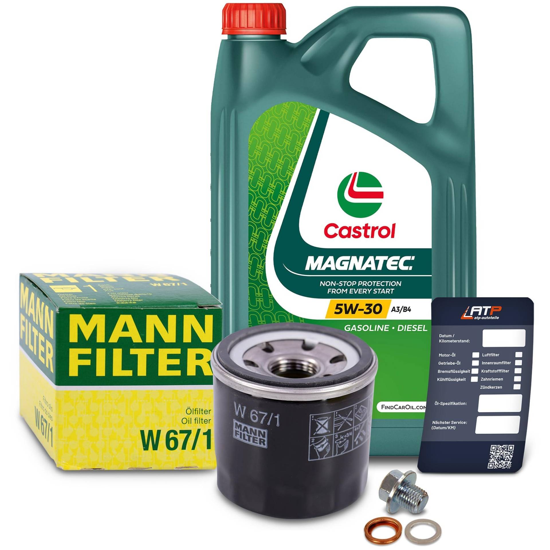 1x Ölwechsel Set - MANN-FILTER ÖLFILTER + 5 L CASTROL MAGNATEC STOP-START 5W-30 A3/B4 1x Ölwechsel Set - MANN-FILTER ÖLFILTER + 5 L CASTROL MAGNATEC STOP-START 5W-30 A3/B4 von MANN-FILTER