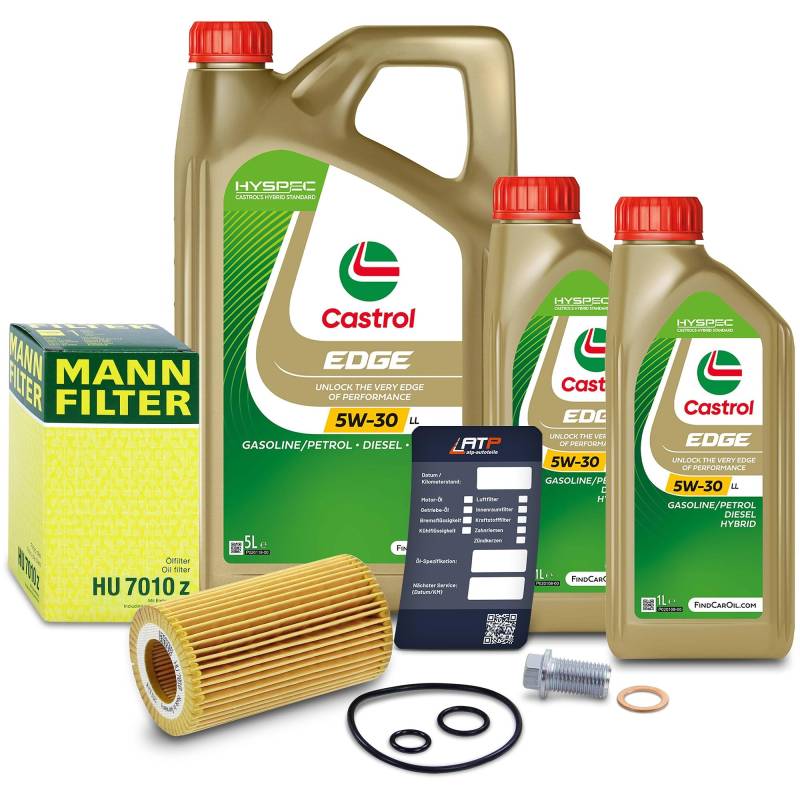 1x Ölwechsel Set - MANN-FILTER ÖLFILTER + 7 L CASTROL EDGE TITANIUM FST 5W-30 LL von MANN-FILTER