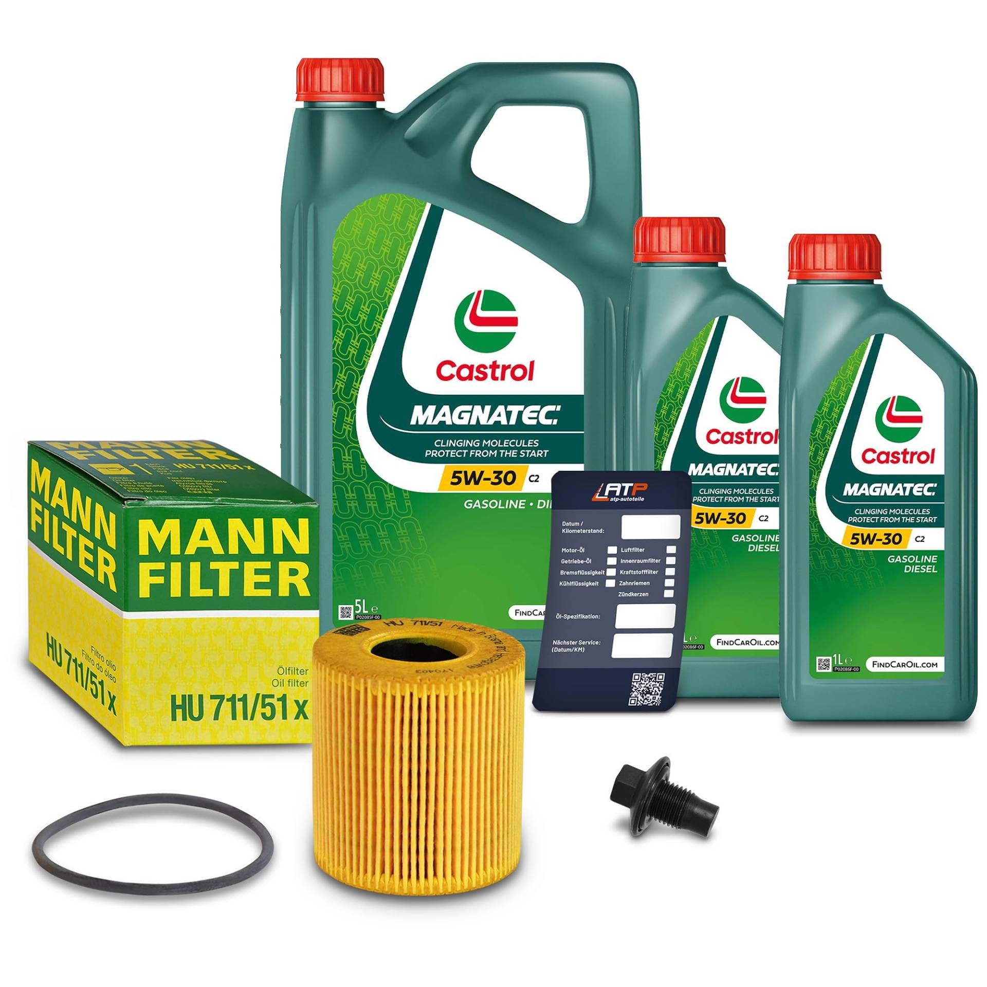 1x Ölwechsel Set - MANN-FILTER ÖLFILTER + 7 L CASTROL MAGNATEC STOP-START 5W-30 C2 1x Ölwechsel Set - MANN-FILTER ÖLFILTER + 7 L CASTROL MAGNATEC STOP-START 5W-30 C2 von MANN-FILTER