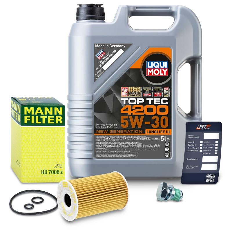 1x Ölwechsel Set - MANN ÖLFILTER + 5 L LIQUI MOLY Top Tec 4200 5W-30 von MANN-FILTER