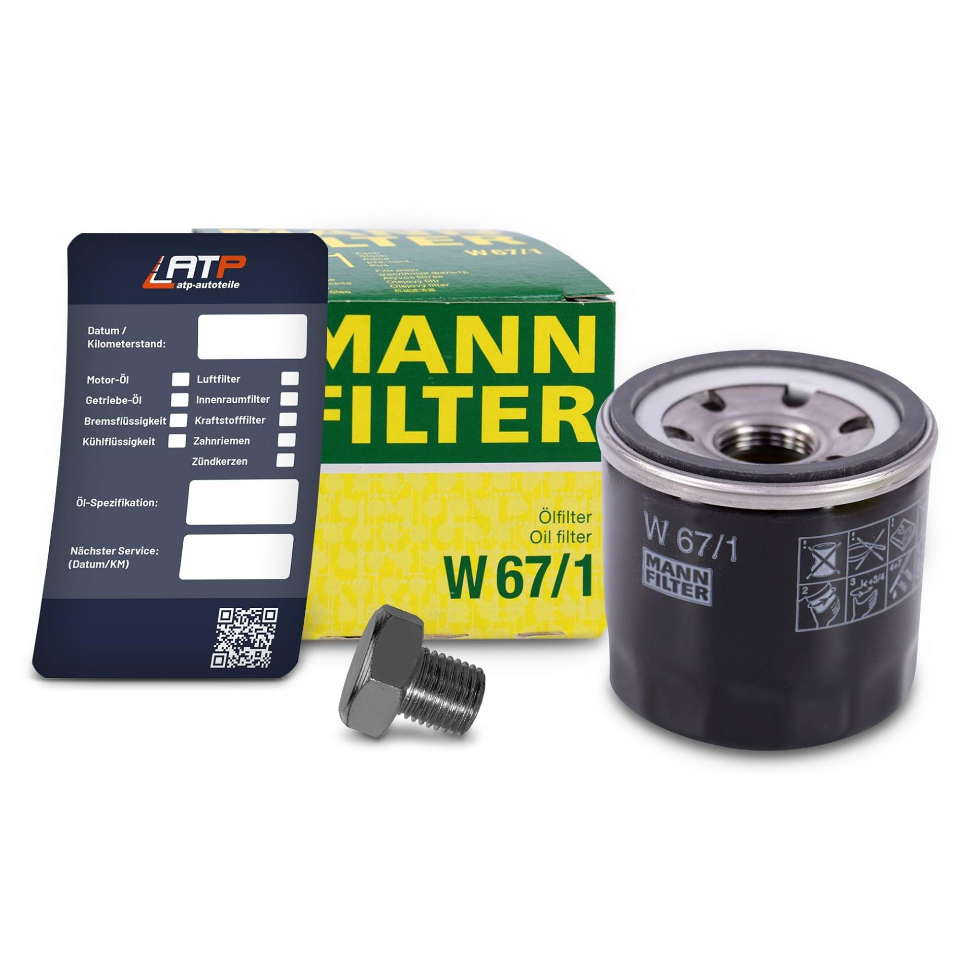 1x Ölwechsel Set - MANN ÖLFILTER + Ölablass-Schraube + LIQUI MOLY Ölwechsel-Anhänger von MANN-FILTER