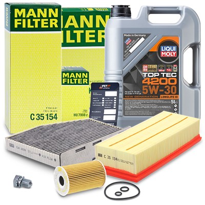 Mann-filter Inspektionspaket A + 5L 5W-30 Motoröl für Audi, Seat, Skoda, VW von MANN-FILTER
