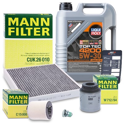 Mann-filter Inspektionspaket A + 5l 5W-30 Motoröl für Audi, Seat, Skoda, VW von MANN-FILTER
