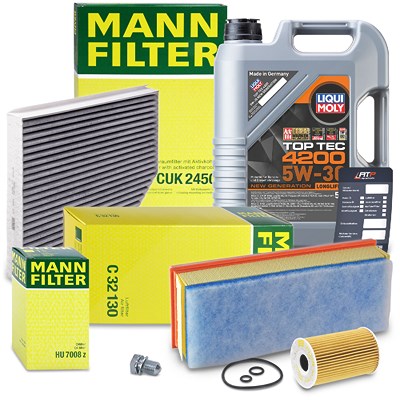 Mann-filter Inspektionspaket A + 5l 5W-30 Motoröl für Audi von MANN-FILTER