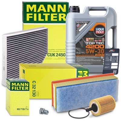 Mann-filter Inspektionspaket A + 5l 5W-30 Motoröl für Audi von MANN-FILTER